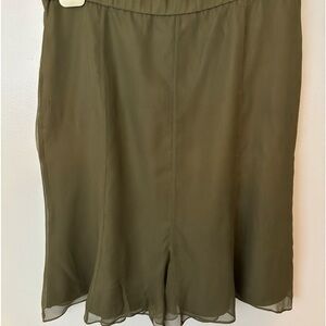 Terry Lewis Olive green flare chiffon skirt.